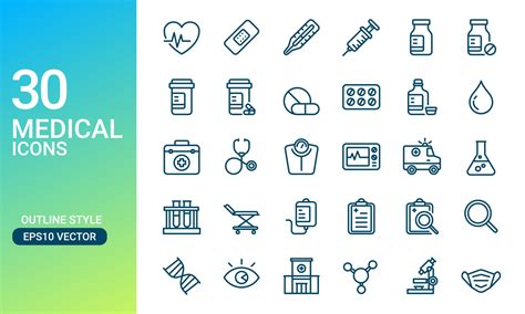 Medical And Health Icons Set In Outlined Style Perfect For Design