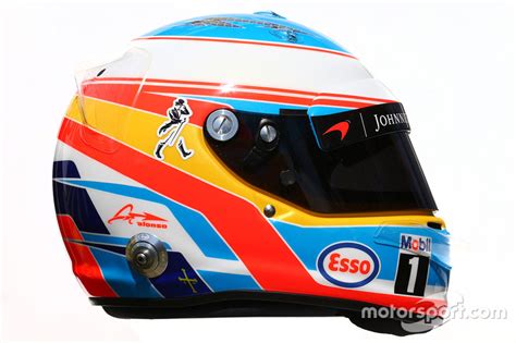 Hill captured his first and only indy 500 win in 1966, and he finished off his triple crown with a win in the 1972 24 hours of le mans. The helmet of Fernando Alonso, McLaren at Australian GP