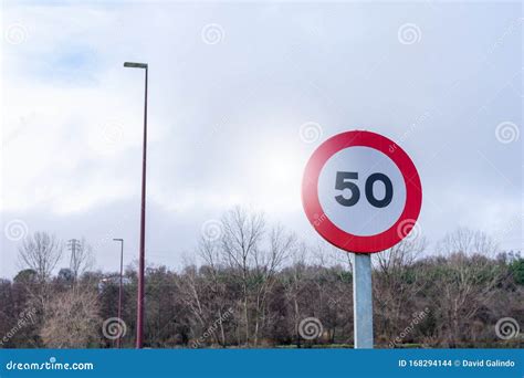 Speed Limit Traffic Signal At 50km Per Hour Stock Photo Image Of