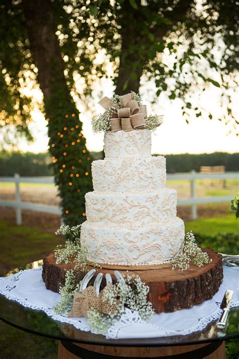 Rustic Burlap And Lace Wedding Cake Lace Wedding Cake Western