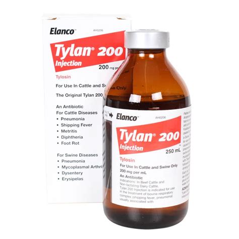 Rx Tylan 200 Injection 250 Ml Antibiotic Cattle And Swine Lambert Vet