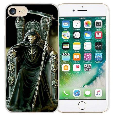 Grim Reaper Skull Skeleton Hard Clear Cell Phone Case Cover For Apple
