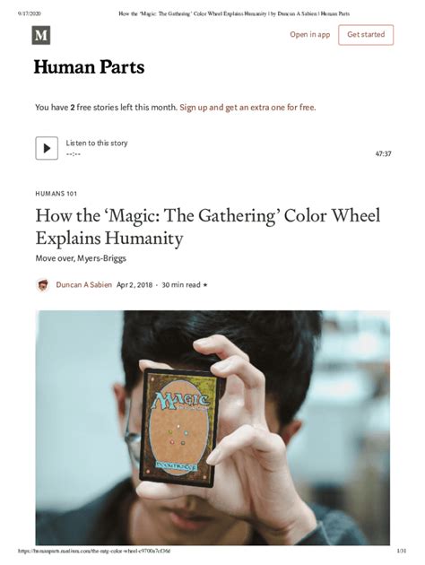 Fillable Online How The Magic The Gathering Color Wheel Explains