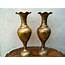 Vintage Indian Tall Pair Of Brass Vases / English Shop