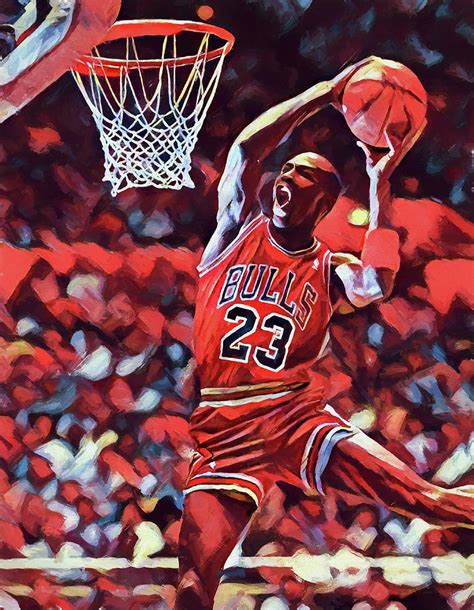 Michael Jordan Slam Dunk Painting By Dan Sproul