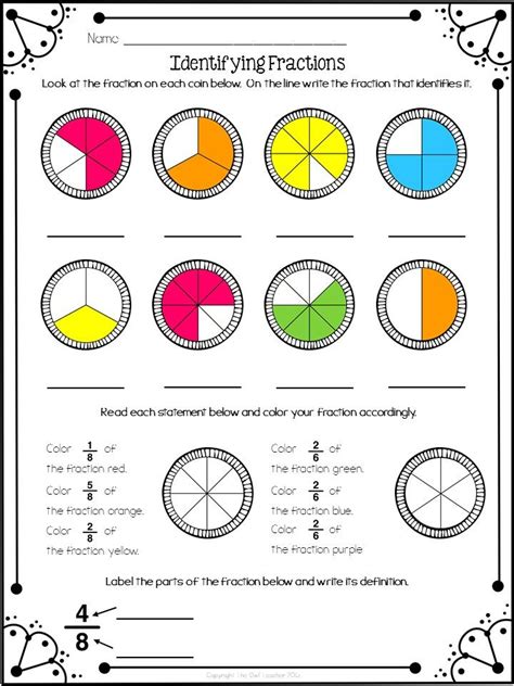 Identifying Fractions Freebie Identifying Fractions Math Fractions