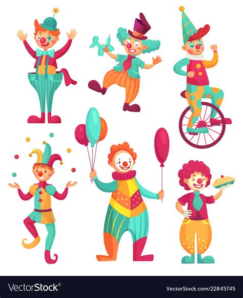 Circus Clowns Cartoon Clown Comedian Juggling Vector Image