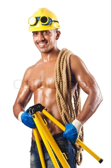 Naked Construction Worker On White Stock Image Colourbox