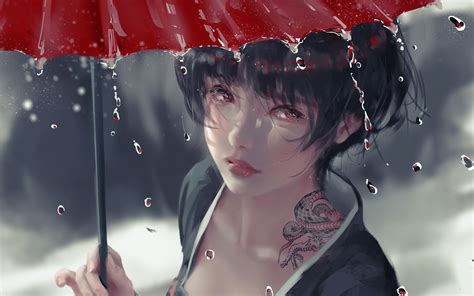 3840x2400 Drizzle Anime Girl With Umbrella 4k Hd 4k Wallpapers Images Backgrounds Photos And