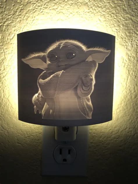 Star Wars Mandalorian Child Baby Yoda 3d Printed Lithophane White Night