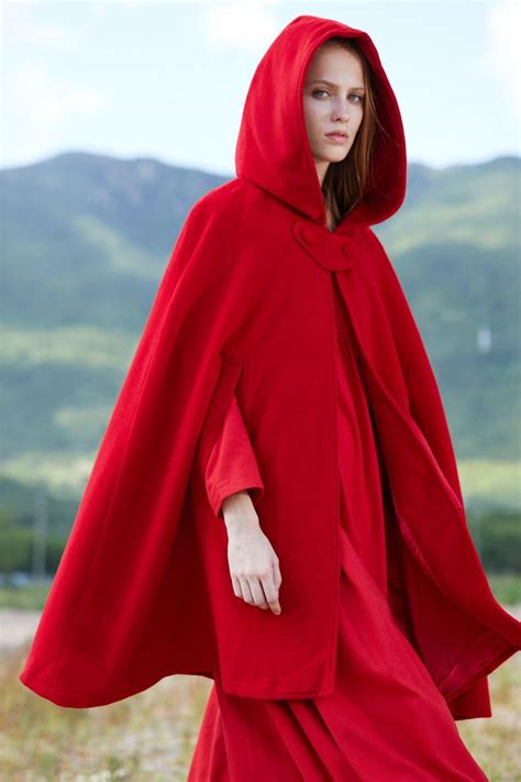 Red Hooded Coat Wool Coat Cashmere Coat Red Coat Hooded Etsy Hooded