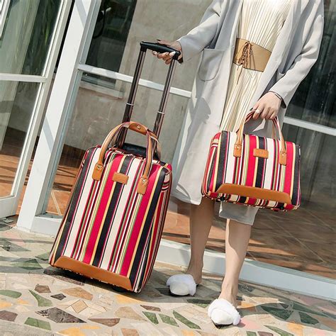 Designer Women Rolling Luggage Bag Oxford Cloth Travel Suitcase With Handbag Trolley Case