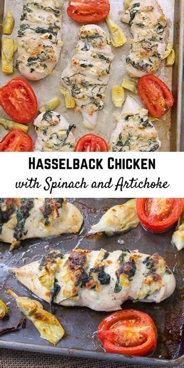 You won't want to miss this spinach ricotta hasselback chicken and it's easy to make and tastes great. Hasselback Chicken with Spinach and Artichoke - Sheet pan ...