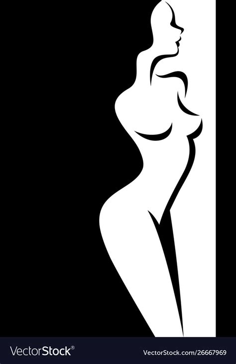 Stylized Silhouette Beautiful Nude Woman Vector Image