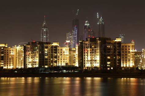 Palm Jumeirah At Night Dubai United Stock Image Colourbox