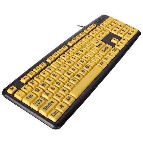 Insma Large Print Computer Keyboard Wired Usb High Contrast Yellow With