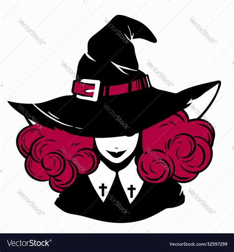 Smiling Young Witch Wearing Typical Witch Hat Vector Image