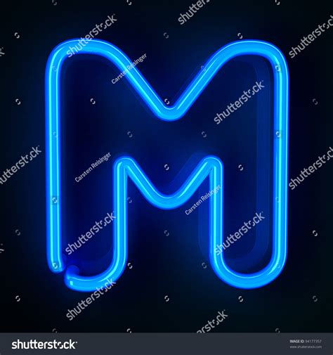 Highly Detailed Neon Sign With The Letter M Stock Photo 94177357