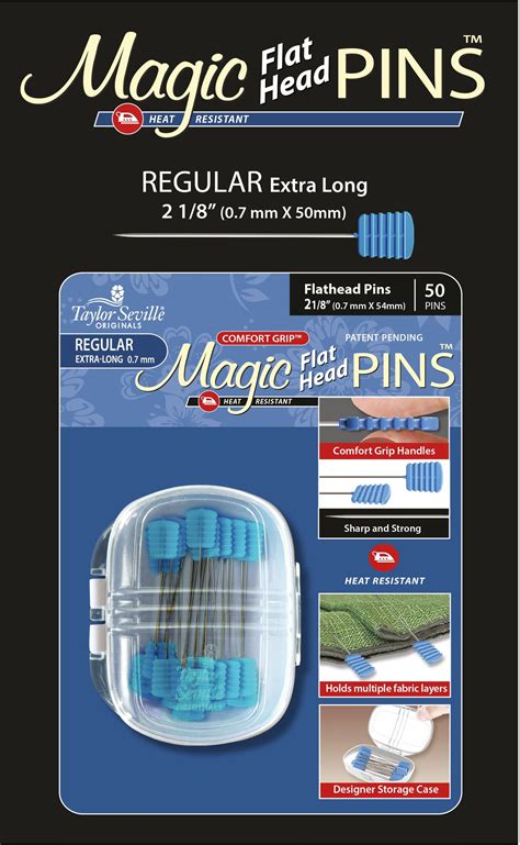 Taylor Seville Magic Pins Flat Head Regular Blue 50pkg Michaels