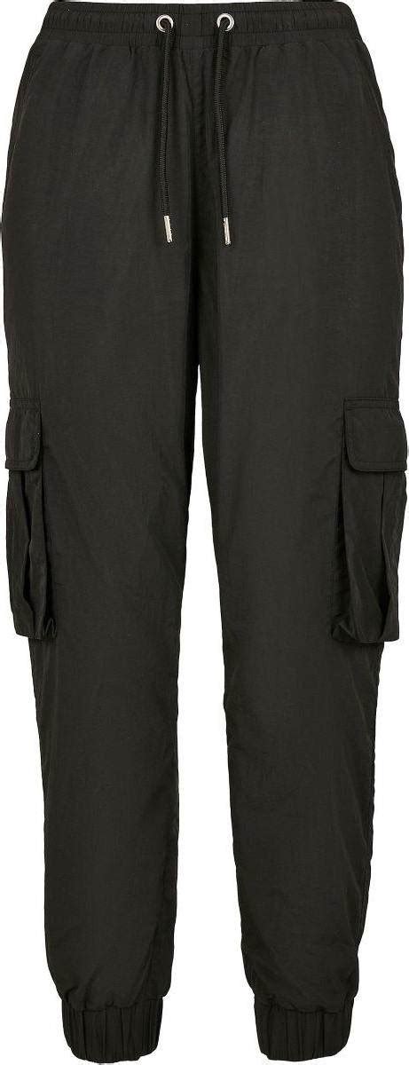Urban Classics Ladies High Waist Crinkle Nylon Cargo Pants Black Pris
