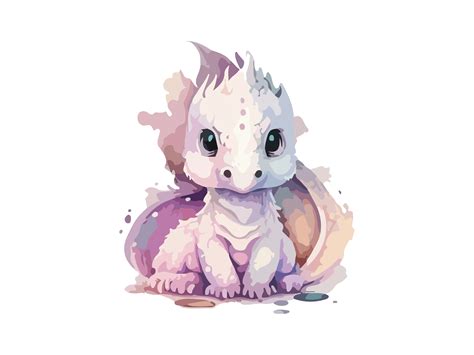 Cute Baby Dragon Watercolor Svg Clipart Gr Fico Por Phoenixvectorart