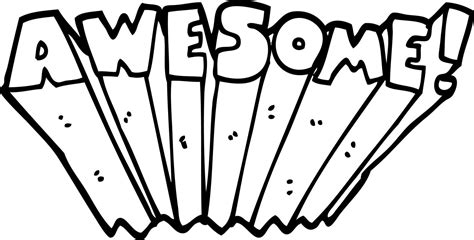 Line Drawing Cartoon Awesome Word 12181564 Vector Art At Vecteezy