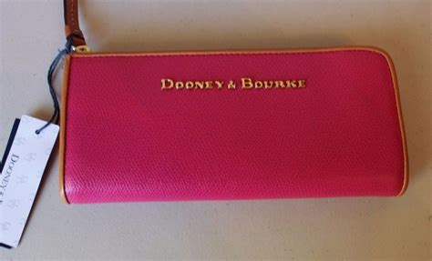 Dooney And Bourke Pink Pebble Leather Wallet Zip Closure Brand New