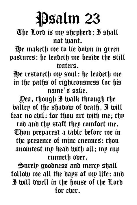 This printable version of 23rd psalm is a hymn of praise and worship which is suitable for all christian denominations. Psalm 23 prayer cards. 100 cards in set: professionally