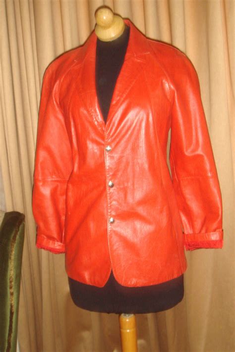 Authentic Vintage 80s Trophy Red Leather Jacket Coat Gem