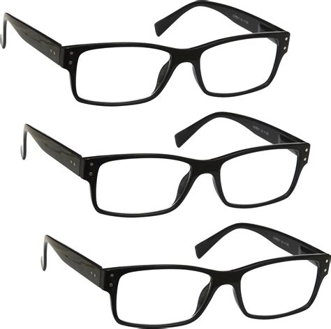 the reading glasses company 3 pack mens black large designer style readers spring hinges rrr11 1