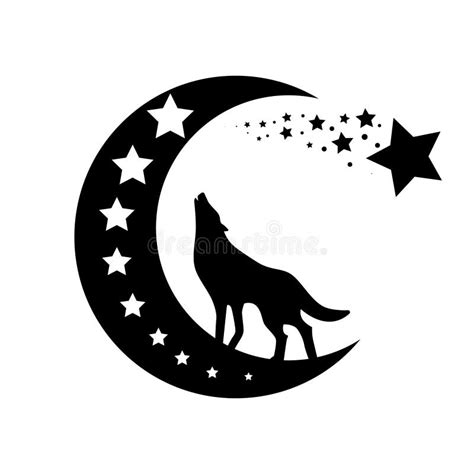 Wolf And Moon Vector Icon Wolf Howling Illustration Sign Stock