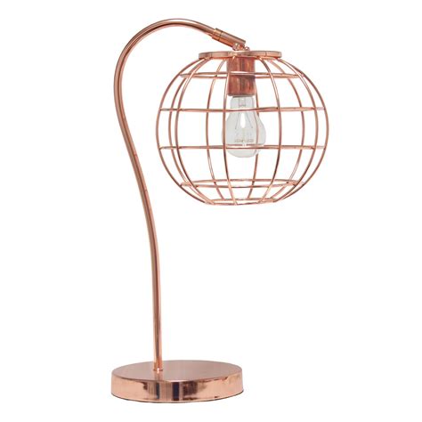 Creative table lamp black tc fabric with metal wire open cage lampshade for bedroom lighting accessories. Arched Metal Cage Table Lamp, Rose Gold