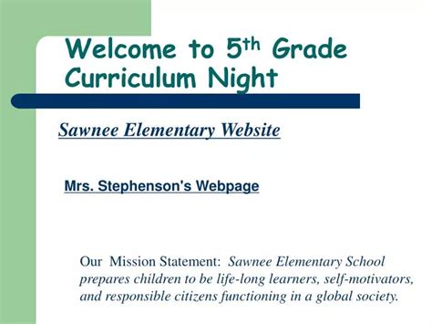 Ppt Welcome To 5 Th Grade Curriculum Night Powerpoint Presentation