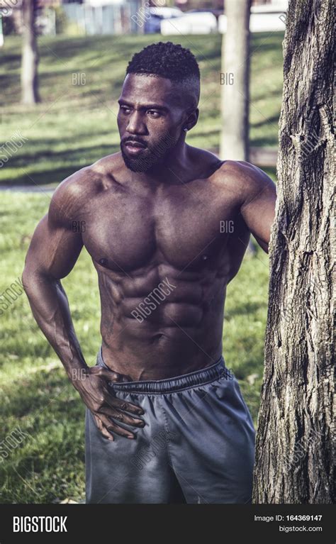 Muscular Shirtless Hunky Black Man Image And Photo Bigstock