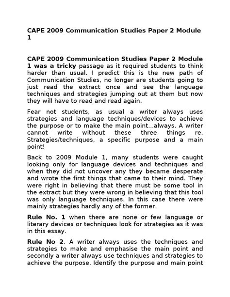 29392134 Cape 2009 Communication Studies Paper 2 Module 1 By Jahnoi
