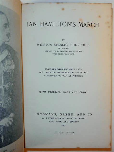 Ian Hamiltons March By Winston S Churchill Good Plus Hardcover 1900