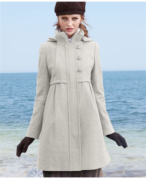 Dkny Coat Empire Waist Wool Blend Hooded Womens Coats Macys