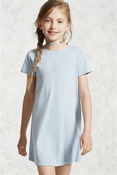 Forever 21 Girls A Cotton Knit T Shirt Dress Featuring A Round Neck