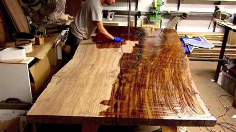 All we do all day is source the best food, the. Finishing a Massive Claro Walnut Slab Table Live Edge ...