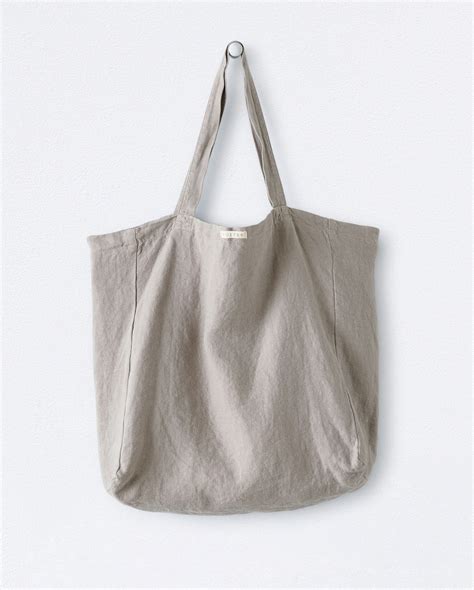 Washed Grey Linen Bag Tote Bag Shoulder Bag Fashion