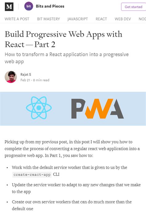 Pwas are usually added to the users' home screen as they how to build a progressive web app using react native? Build Progressive Web Apps with React — Part 2 | Web app ...