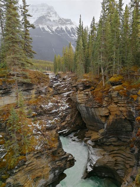 Athabasca Falls As Winter Sets In Jasper National Park Ab Canada