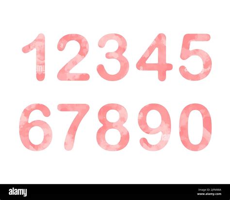 Zahlen Aquarell Rosa Set Vektor Illustration Ziffern Zahlensammlung