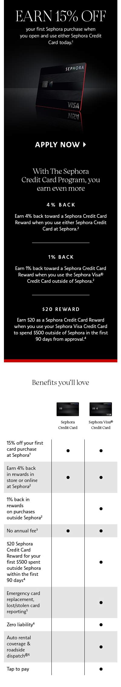 Beginning this spring, the sephora credit card and sephora visa credit card will be available in select stores, as well as online soon after. Sephora Credit Card Benefits and Rewards versus Ulta Ultamate Rewards Credit Card - Musings of a ...