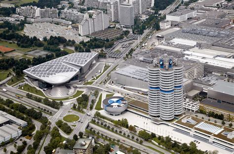 Bmw Welt Bmw Plant Munich And Corporate Headquarters Aerial View 03
