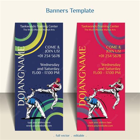 Premium Vector Creative Taekwondo Banners Template For Roll Up Banner