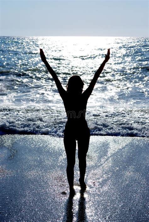 Silhouette Of A Woman On A Beach Picture Image 10330300