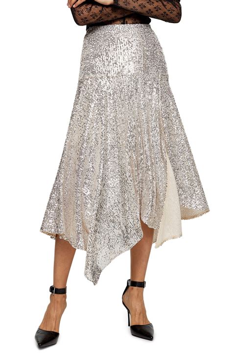 Topshop Sequin Handkerchief Skirt Available At Nordstrom Maxi Sequin