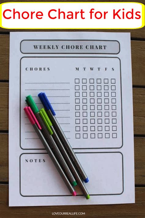 Weekly Chore Chart For Kids To Make Sure They Are Responsible If You