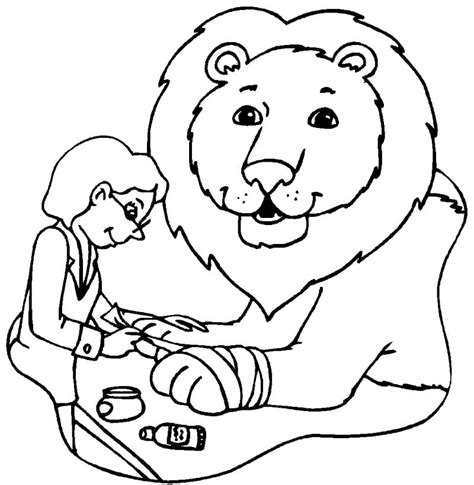 Veterinarian And A Lion Coloring Page Free Printable Coloring Pages